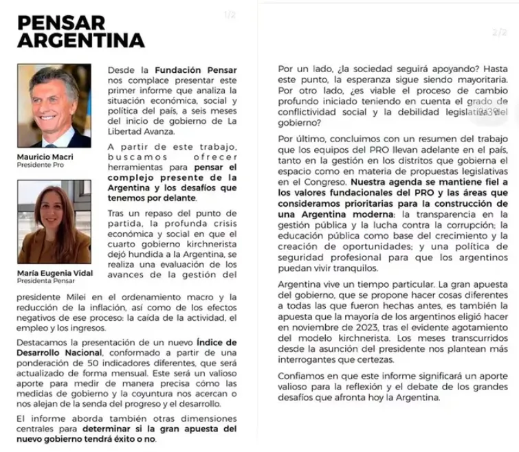 Informe de la Funsacion Pensar
