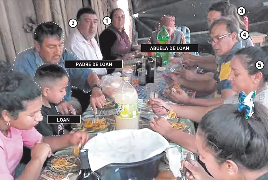 Loan, minutos antes de su desaparición durante el almuerzo en la casa de su abuela Catalina